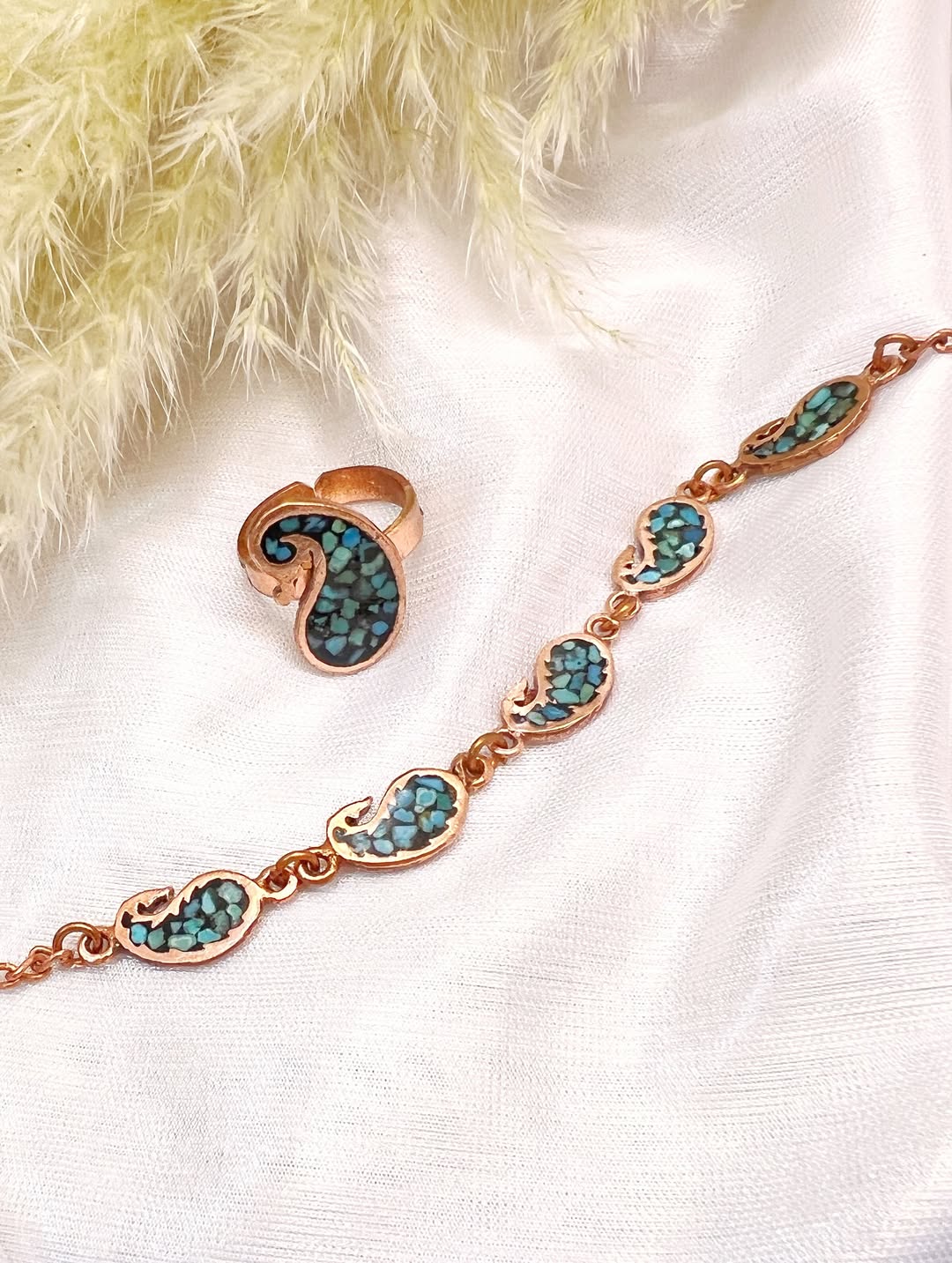 دستبند و انگشتر فیروزه کد1117